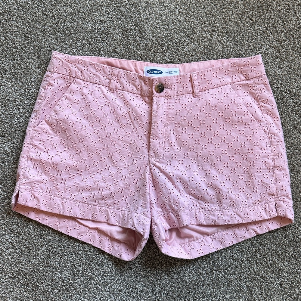 Old Navy Pink Eyelet Cargo-Style Shorts